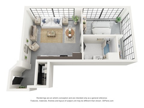 Corner 1 Bedroom A 3D